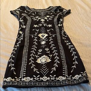 Abercrombie & Fitch Black white floral holiday party dress mesh overlay medium m